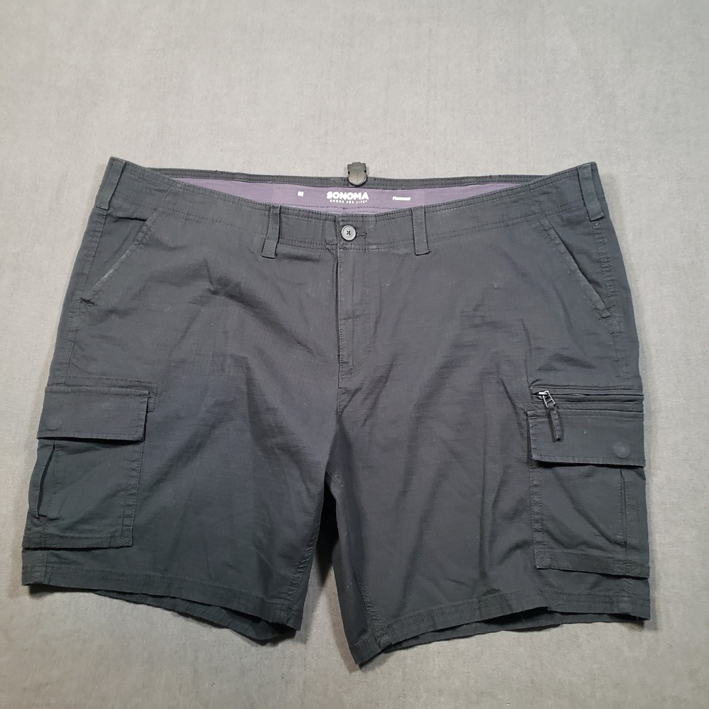 Sonoma Cargo Shorts Mens 52 Dark Grey Flexwear Cotton Blend Stretch Utility